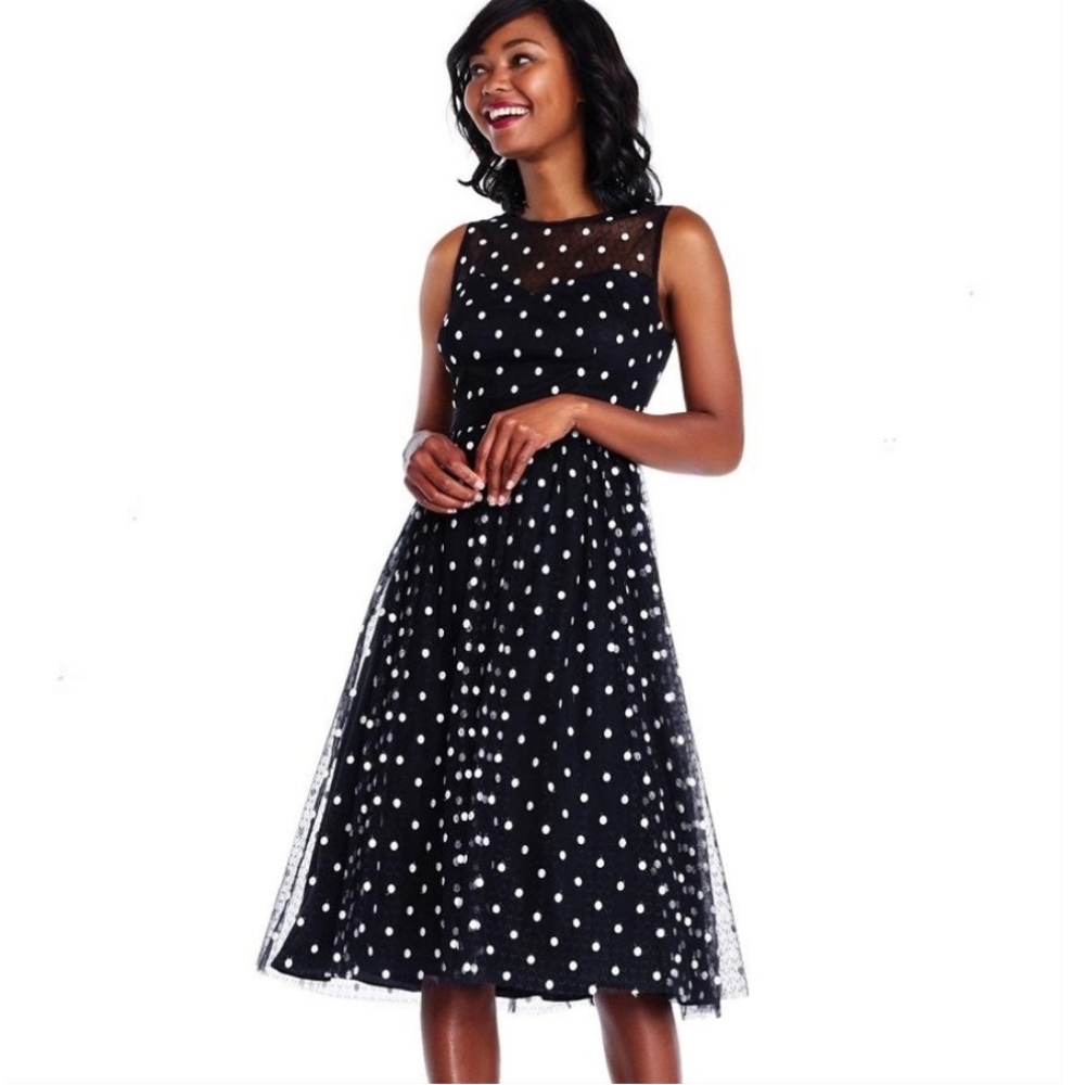 NWOT Adrianna Papell Dot Tea Length Dress